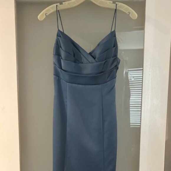 David's Bridal Dresses & Skirts - Blue Satin Floor Length Gown